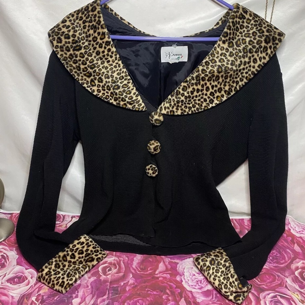 Vintage Leopard Trim DJ Summers Blazer Sz L